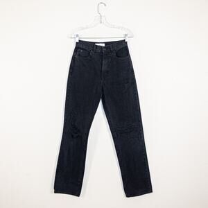 SLVRLAKE size 25London High Rise Denim Jeans distressed Rip Washed Black